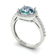 1.86 ct Round Cut Blue Moissanite Halo Engagement Ring for Women in 18K White Gold
