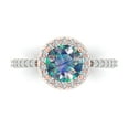 thumbnail image 1 of 1.86 ctw Solitaire with Zirconia Diamond Accents Anniversary Ring for Women | Round Cut Blue Moissanite | Hyperallergenic Solid 14K White/Rose Gold, 1 of 5