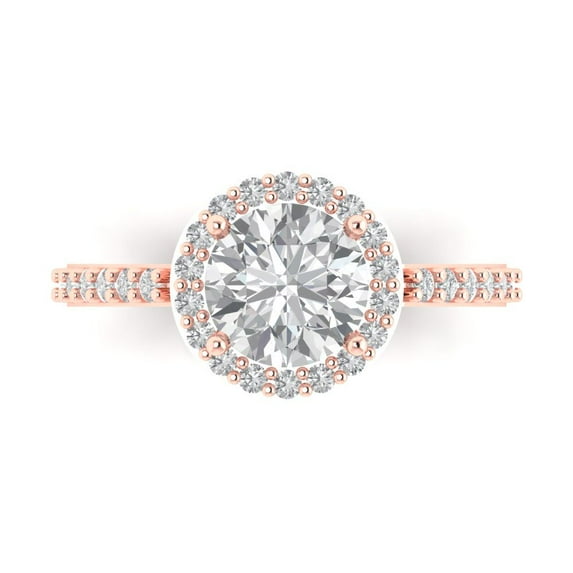 Clara Pucci 14K Rose Gold 1.86ct Moissanite Halo Ring for Women