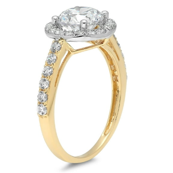 1.86 ct Round Cut Moissanite Halo Engagement Ring for Women in 18K White/Yellow Gold