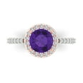 thumbnail image 1 of Clara Pucci 14K White/Rose Gold 1.86ct Amethyst Solitaire with Accents Ring, 1 of 8
