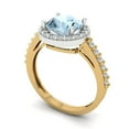 thumbnail image 1 of 1.86 ct Round Cut Natural Aquamarine Halo Engagement Ring for Women in 14K White/Yellow Gold, 1 of 2