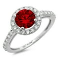 thumbnail image 1 of 1.86 ct Round Cut Natural Garnet with Simulated Diamond Halo Accents 18K White Gold Womens Engagement Ring, 1 of 3