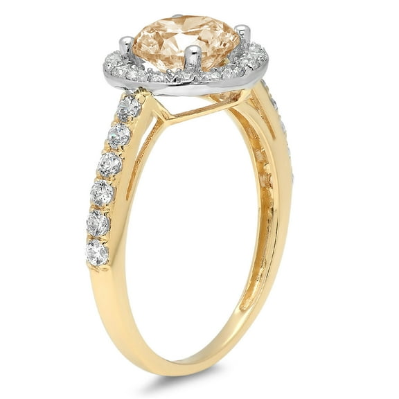 1.86 ct Round Cut Natural Morganite Halo Engagement Ring for Women in 18K White/Yellow Gold