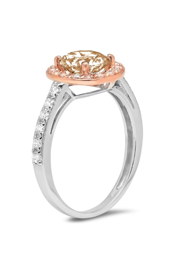 1.86 ct Round Cut Natural Morganite Solitaire with Accents Engagement Ring for Women in 14K White/Rose Gold