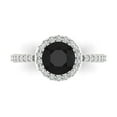 thumbnail image 1 of 1.86 ct Round Cut Natural Onyx Halo Engagement Ring for Women in 18K White Gold, 1 of 5