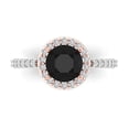 thumbnail image 1 of Clara Pucci 14K White/Rose Gold Solid Gold Onyx Solitaire with Accents Anniversary Ring for Women - 1.86 cttw Round Cut, 1 of 8