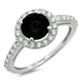 thumbnail image 1 of 1.86 ct Round Cut Natural Onyx with Simulated Diamond Halo Accents 18K White Gold Womens Engagement Ring, 1 of 3