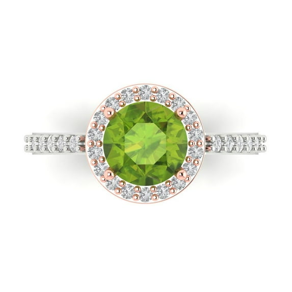 Clara Pucci 14K White/Rose Gold 1.86ct Peridot Solitaire with Accents Ring