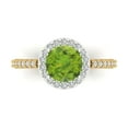 thumbnail image 1 of 1.86 ctw with Simulated Diamond Halo Accents Anniversary Ring for Women | Round Cut Natural Peridot | Hyperallergenic Solid 18K White/Yellow Gold, 1 of 5