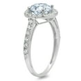 thumbnail image 1 of 1.86 ct Round Cut Natural Sky Blue Topaz Halo Engagement Ring for Women in 18K White Gold, 1 of 2