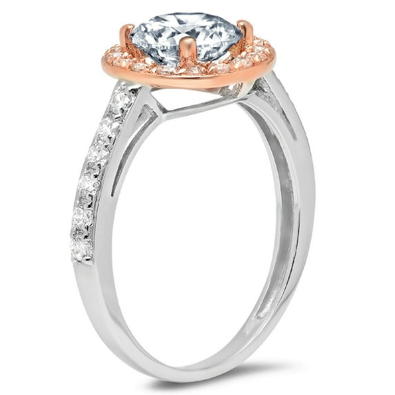 1.86 ct Round Cut Natural Sky Blue Topaz Solitaire with Accents Engagement Ring for Women in 14K White/Rose Gold