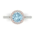 thumbnail image 1 of 1.86 ct Round Cut Natural Sky Blue Topaz Solitaire with Simulated Diamond Accents 18K White/Rose Gold Womens Engagement Ring, 1 of 5
