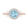 thumbnail image 1 of 1.86 ctw with Simulated Diamond Halo Accents Anniversary Ring for Women | Round Cut Natural Swiss Blue Topaz | Hyperallergenic Solid 14K Rose Gold, 1 of 5