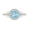 thumbnail image 1 of 1.86 ctw with Simulated Diamond Halo Accents Anniversary Ring for Women | Round Cut Natural Swiss Blue Topaz | Hyperallergenic Solid 18K White Gold, 1 of 5