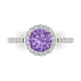 thumbnail image 1 of Clara Pucci 14K White Gold Solid Gold Alexandrite Halo Anniversary Ring for Women - 1.86 cttw Round Cut, 1 of 8