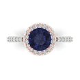 thumbnail image 1 of 1.86 ct Round Cut Simulated Blue Sapphire Solitaire with Simulated Diamond Accents 14K White/Rose Gold Womens Engagement Ring, 1 of 5