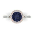 thumbnail image 1 of 1.86 ct Round Cut Simulated Blue Sapphire Solitaire with Simulated Diamond Accents 18K White/Rose Gold Womens Engagement Ring, 1 of 5