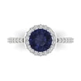 thumbnail image 1 of 1.86 ct Round Cut Simulated Blue Sapphire with Simulated Diamond Halo Accents 14K White Gold Womens Engagement Ring, 1 of 5