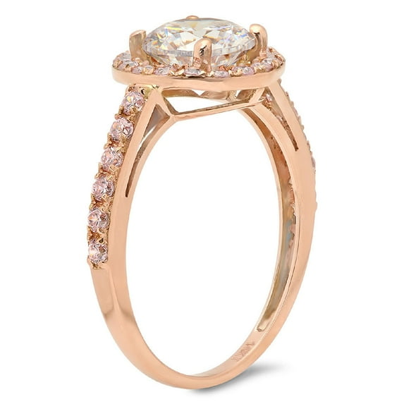 1.86 ct Round Cut Simulated Diamond Halo Engagement Ring for Women in 14K Rose Gold
