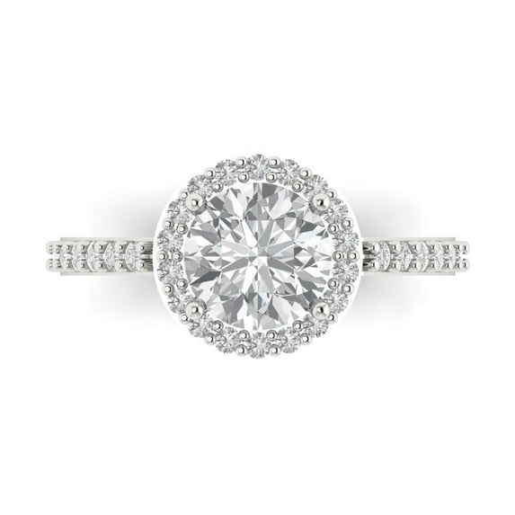 Clara Pucci 14K White Gold 1.86ct Clear Halo Ring for Women