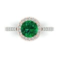 thumbnail image 1 of 1.86 ctw Solitaire with Zirconia Diamond Accents Anniversary Ring for Women | Round Cut Simulated Emerald | Hyperallergenic Solid 18K White/Rose Gold, 1 of 5