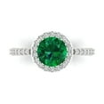 thumbnail image 1 of 1.86 ctw with Simulated Diamond Halo Accents Anniversary Ring for Women | Round Cut Simulated Emerald | Hyperallergenic Solid 18K White Gold, 1 of 5
