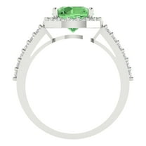 1.86 ct Round Cut Simulated Green Diamond Halo Engagement Ring for Women in 18K White Gold