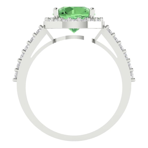 1.86 ct Round Cut Simulated Green Diamond Halo Engagement Ring for Women in 18K White Gold