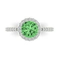 thumbnail image 1 of Clara Pucci 14K White Gold Solid Gold Green Halo Anniversary Ring for Women - 1.86 cttw Round Cut, 1 of 8