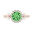 thumbnail image 1 of 1.86 ctw with Simulated Diamond Halo Accents Anniversary Ring for Women | Round Cut Simulated Green Diamond | Hyperallergenic Solid 18K Rose Gold, 1 of 5