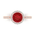 thumbnail image 1 of 1.86 ctw with Simulated Diamond Halo Accents Anniversary Ring for Women | Round Cut Simulated Pink Tourmaline | Hyperallergenic Solid 18K Rose Gold, 1 of 5