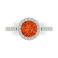 thumbnail image 1 of Clara Pucci 14K White Gold Solid Gold Red Halo Anniversary Ring for Women - 1.86 cttw Round Cut, 1 of 8