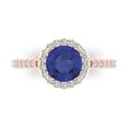 thumbnail image 1 of 1.86 ct Round Cut Simulated Tanzanite Halo Engagement Ring for Women in 18K Rose Gold, 1 of 5