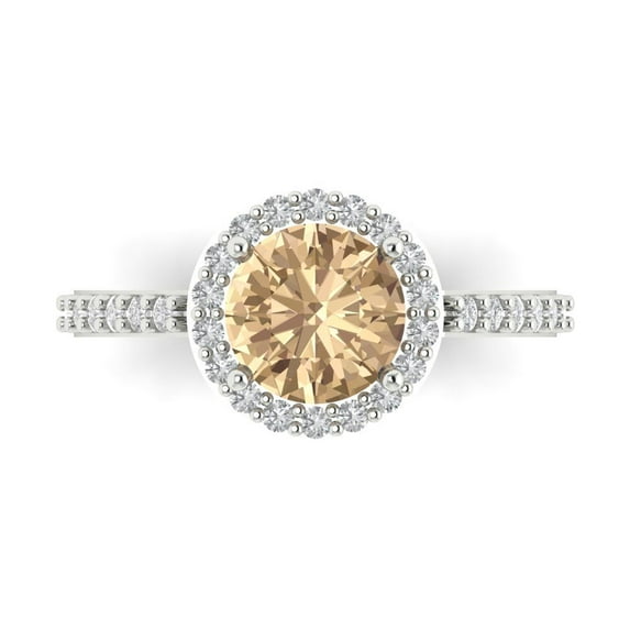 Clara Pucci 14K White Gold 1.86ct YellowMoissanite Halo Ring for Women
