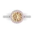 thumbnail image 1 of 1.86 ctw Solitaire with Zirconia Diamond Accents Anniversary Ring for Women | Round Cut Yellow Moissanite | Hyperallergenic Solid 18K White/Rose Gold, 1 of 5