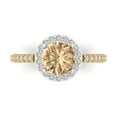 thumbnail image 1 of 1.86 ctw with Simulated Diamond Halo Accents Anniversary Ring for Women | Round Cut Yellow Moissanite | Hyperallergenic Solid 14K White/Yellow Gold, 1 of 8