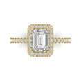 thumbnail image 1 of Clara Pucci 14K Yellow Gold Solid Gold Clear Halo Anniversary Ring for Women - 1.86 cttw Emerald Cut, 1 of 8