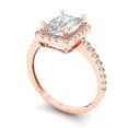 thumbnail image 1 of 1.86 ct emerald cut clear Zircon 18k rose gold halo Bridal Wedding Engagement Promise Anniversary Ring for Women size 9.25, 1 of 7
