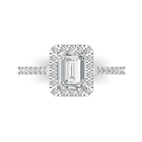 Halo Engagement Ring for Women - 1.86ct Moissanite in 18K White Gold Promise Ring