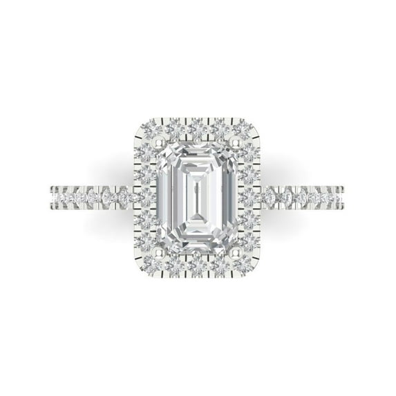Halo Engagement Ring for Women - 1.86ct Moissanite in 14K White Gold Promise Ring