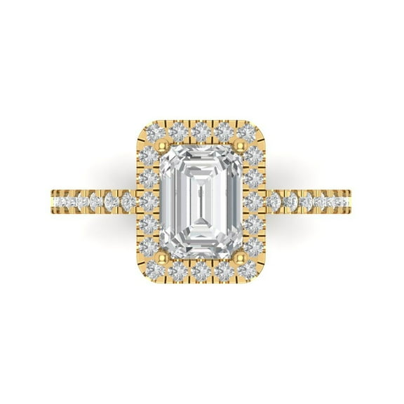Halo Engagement Ring for Women - 1.86ct Moissanite in 18K Yellow Gold Promise Ring