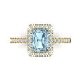 thumbnail image 1 of 1.86ct Emerald Cut Blue Natural Aquamarine 18k Yellow Gold Engraving Statement Bridal Wedding Halo Designer Ring Size 3.5, 1 of 5