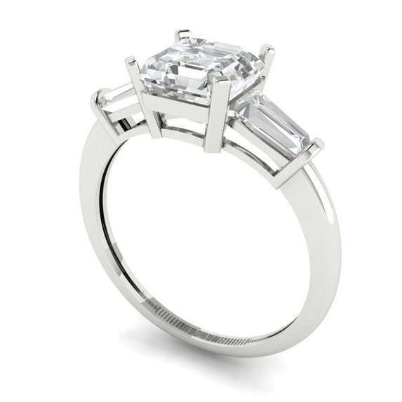 1.86ct Emerald Cut Blue Natural Sky Blue Topaz 14k White Gold Engraving Statement Bridal Wedding Halo Designer Ring Size 10.25