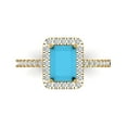 thumbnail image 1 of Clara Pucci 14K Yellow Gold 1.86ct Turquoise Halo Ring for Women, 1 of 8