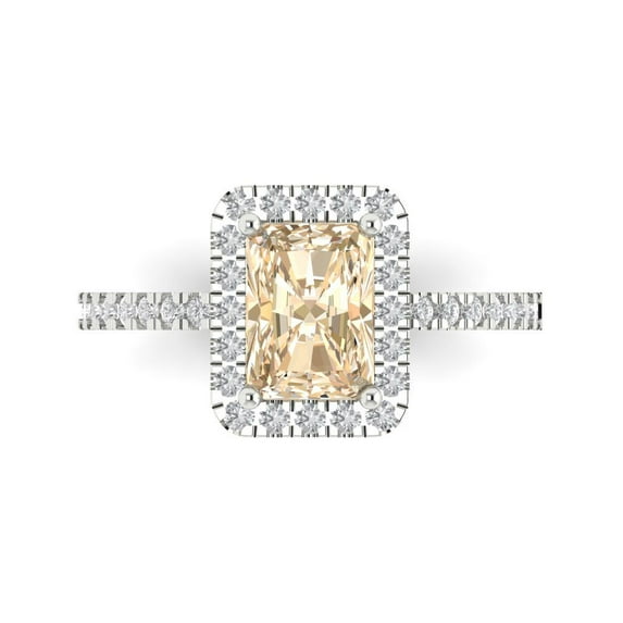 Clara Pucci 14K White Gold 1.86ct Morganite Halo Ring for Women