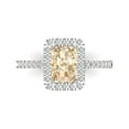 thumbnail image 1 of 1.86ct Emerald Cut Brown Natural Morganite 18k White Gold Engraving Statement Bridal Wedding Halo Designer Ring Size 8.5, 1 of 5