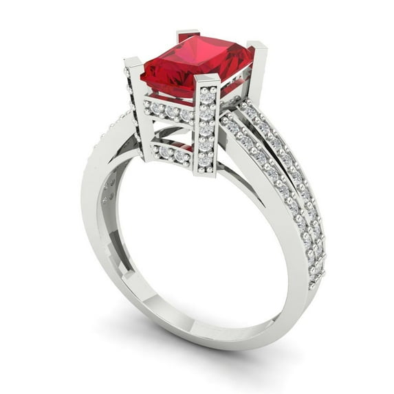 1.86ct Emerald Cut Clear Moissanite 18k Yellow Gold Engraving Statement Bridal Wedding Halo Designer Ring Size 10.75