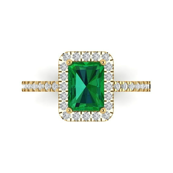 1.86 tcw Simulated Emerald Cocktail Fashion Ring for Women, 18K Yellow Gold