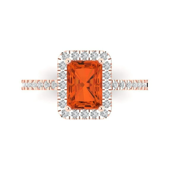 Clara Pucci 14K Rose Gold 1.86ct Red Halo Ring for Women